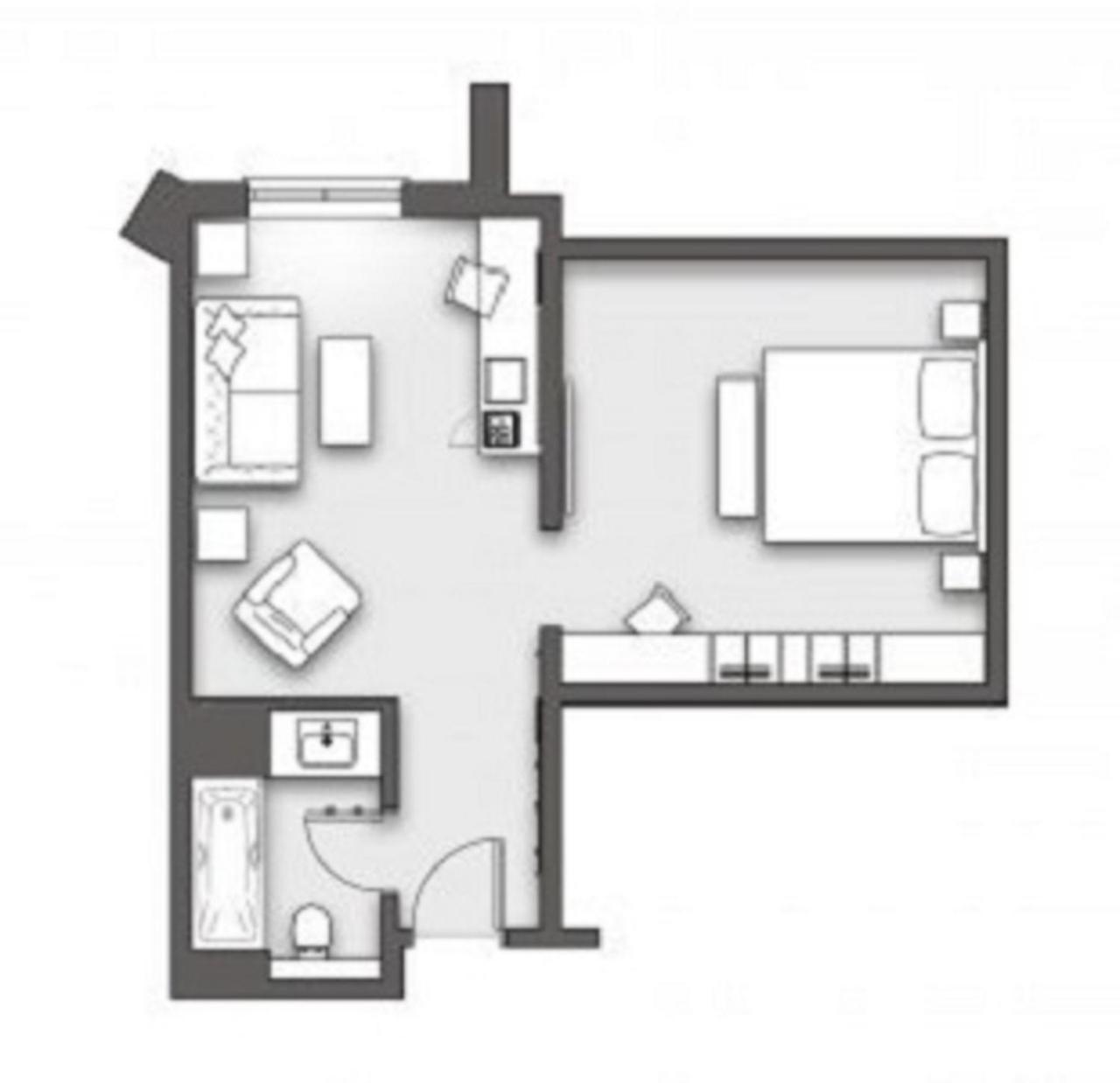 Boulevard Hotel Blackpool Pokoj fotografie A studio apartment layout